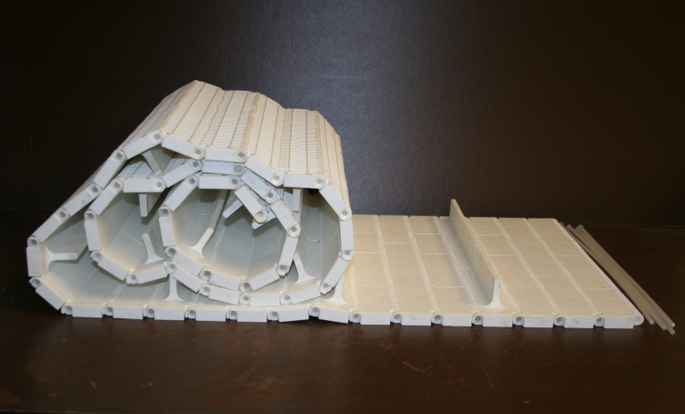 Conveyor belt Series 400 w/flights FlatTop 17.75x96 inches Intralox Unused