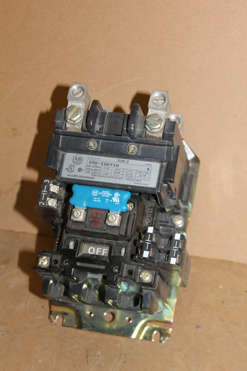 Contactor, Size 2, 2P, 45A, 500-COD920 Allen Bradley