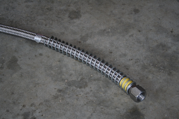 High pressure PTFE hose 3/4 in ID x 6 ft 5000 psi Dual SS braided JIC-12