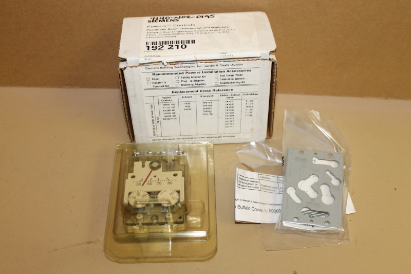 Pneumatic Room Thermostat and Wallplate 192 210, 050009, Dual setpoint, Siemens