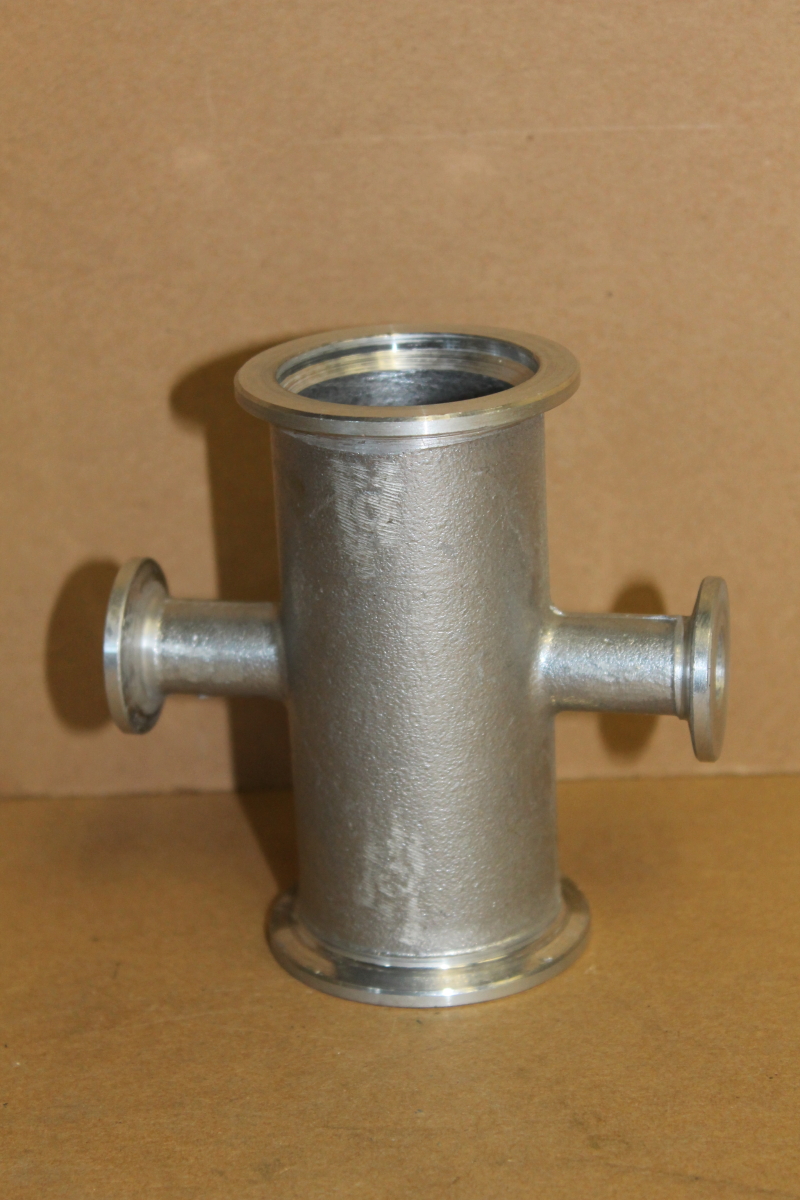 Vacuum reducer cross, 4 way, KF40 to KF10, Aluminum