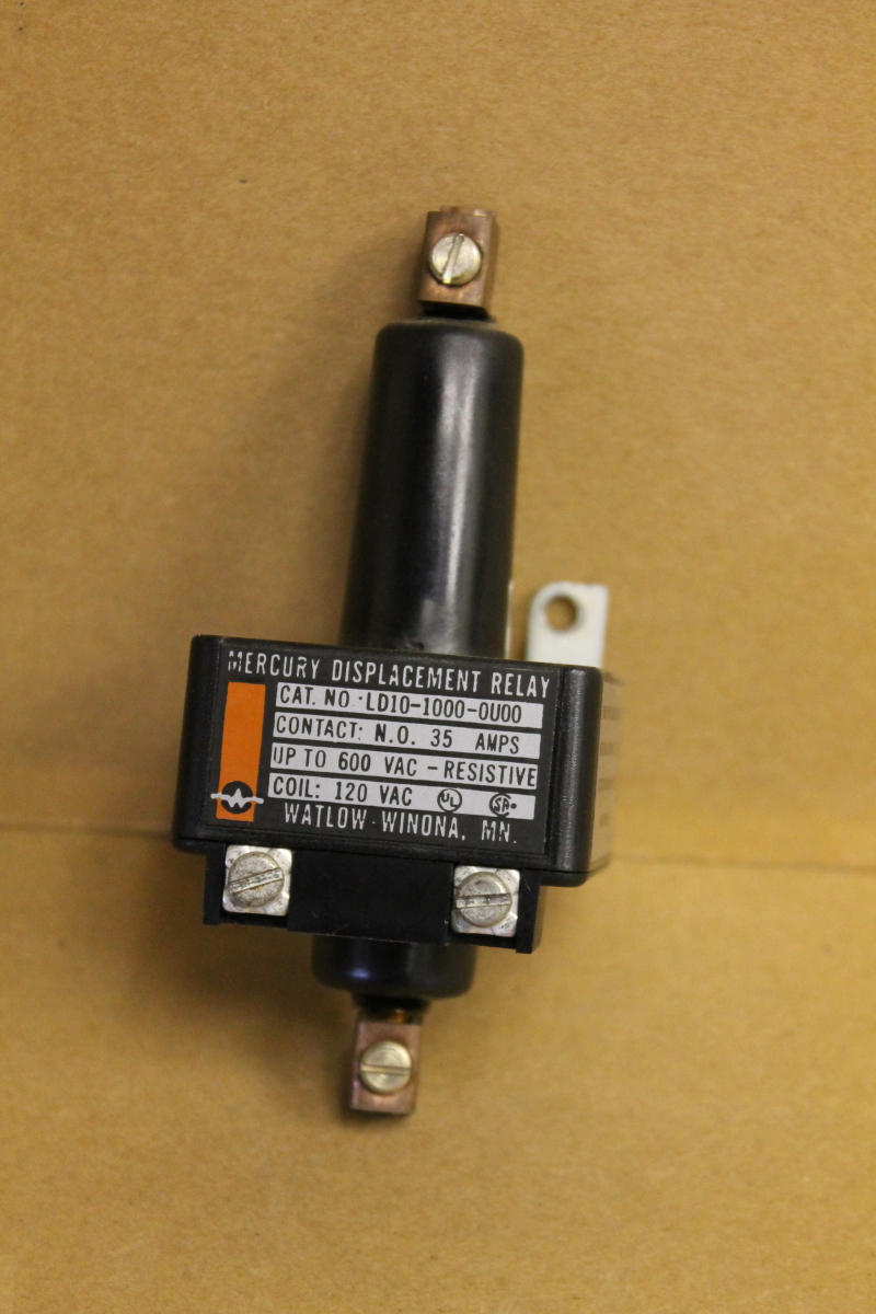 Mercury displacement relay, 35A, N.O., 120V coil, LD10-1000-0U00 Watlow TESTED