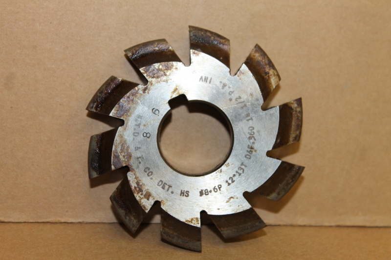 Convex Involute Gear Cutter, #8 6P 12-13T D&F .360, 14-1/2 PA, 1