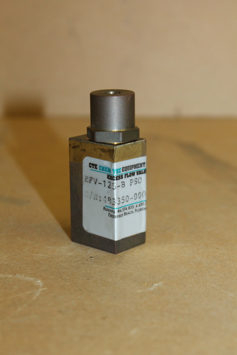 ChemTec EFV-125-B-PSO Excess Flow Valve, Auto Reset, 5.5SCFM, 1.2GPM