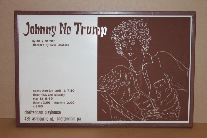 Johnny No Trump theater ad, silkscreen, vintage