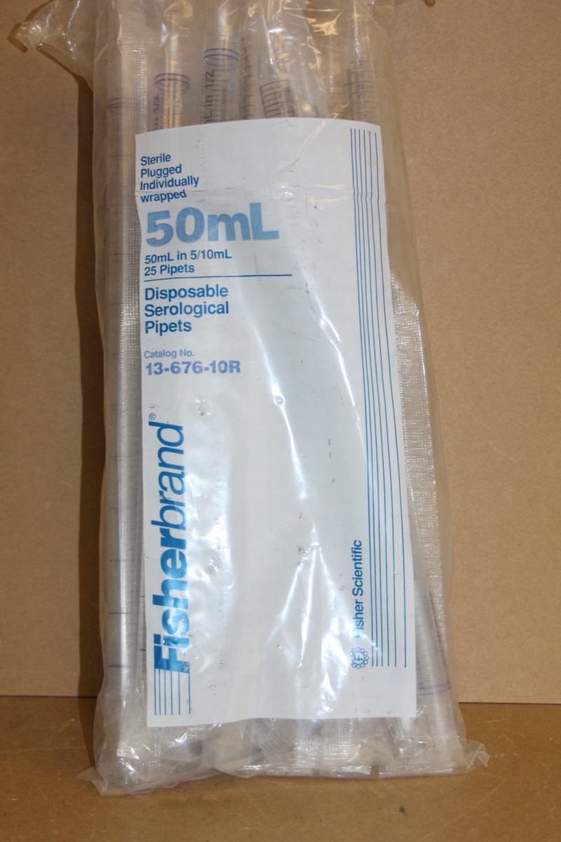 Disposable serological pipets, sterile, 50ml, 13-676-10R, Fisherbrand, lot of 24