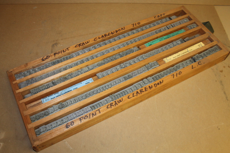 Type die set Craw Clarendon 60 pt upper and lower hot foill stamping