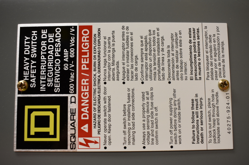 SQUARE D heavy duty safety switch electrical box H362