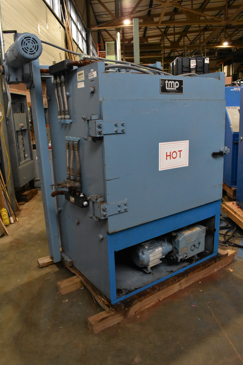 Vacuum laminating heated platen press TMP 140 ton TEST VIDEO