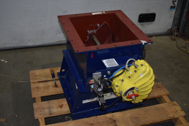 Claudius Peters 400mm vertical flow control gate for bulk solids in silo discharge