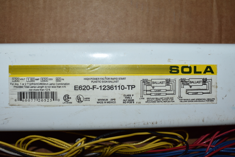 SOLA 120 volt ballast E620-F-1236110-TP